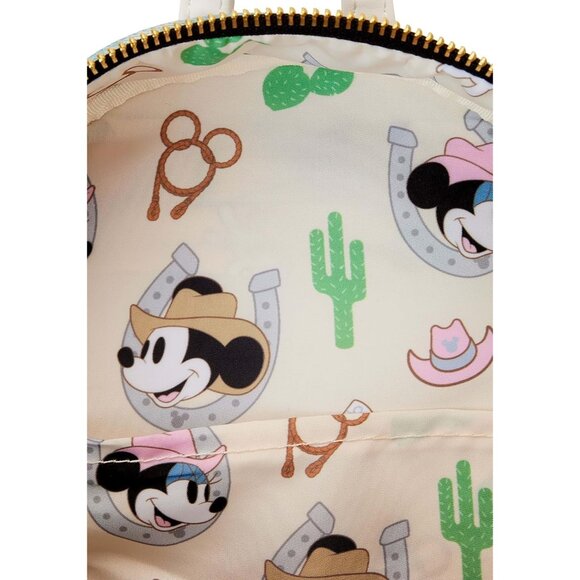 Disney Western Minnie Mouse Cosplay Mini Backpack Faux Leather Denim Western Sty - Picture 6 of 6